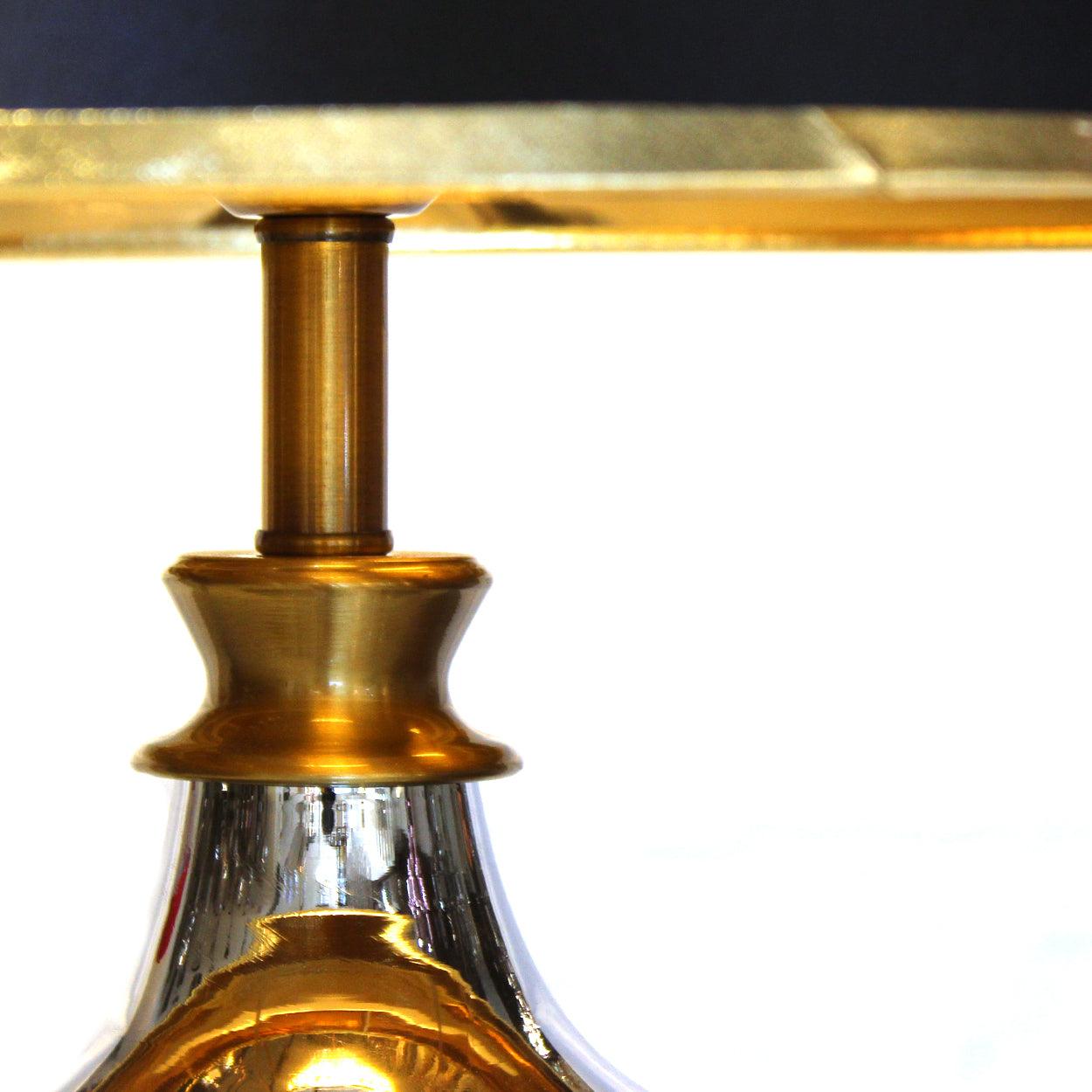 TROPH SMOKE GREY GLASS AND METAL TABLE LAMP - Ankur Lighting
